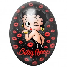Cabochon en Verre Illustré Betty Boop Envoyant un Baiser 13x18, 18x25 ou 30x40mm pour la Création de Bijoux Fantaisie - DIY