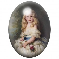Cabochon en Verre Illustré Fillette Blonde en Robe Blanche 13x18, 18x25 ou 30x40mm pour la Création de Bijoux Fantaisie - DIY