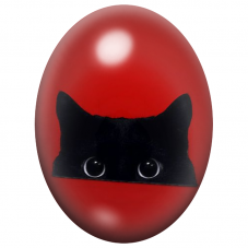 Cabochon en Verre Illustré Chat Noir Caché sur Fond Rouge 13x18, 18x25 ou 30x40mm pour la Création de Bijoux Fantaisie - DIY