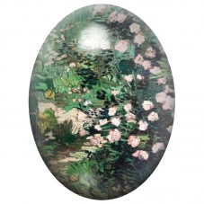 Cabochon en Verre Illustré Rosier en Fleurs de Van Gogh 13x18, 18x25 ou 30x40mm pour la Création de Bijoux Fantaisie - DIY