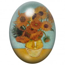 Cabochon en Verre Illustré Les Tournesols de Van Gogh 13x18, 18x25 ou 30x40mm pour la Création de Bijoux Fantaisie - DIY