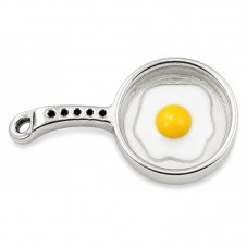 2 Breloques Poêle Oeuf au Plat Argent à Strasser 32mm pour la Création de Bijoux Fantaisie - DIY