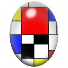 Cabochon en Verre Illustré Composition Mondrian Rouge, Noir et Blanc 13x18, 18x25 ou 30x40mm pour la Création de Bijoux Fantaisi