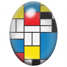 Cabochon en Verre Illustré Composition Mondrian au Carré Rouge 13x18, 18x25 ou 30x40mm pour la Création de Bijoux Fantaisie - DI