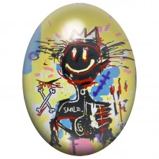 Cabochon en Verre Illustré Squelette Chat Smile en Street Art 13x18, 18x25 ou 30x40mm pour la Création de Bijoux Fantaisie - DIY