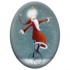 Cabochon en Verre Illustré Père Noël sur un Monocycle 13x18, 18x25 ou 30x40mm pour la Création de Bijoux Fantaisie - DIY