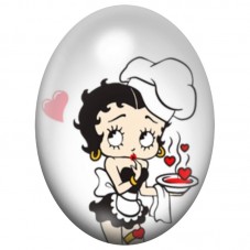 Cabochon en Verre Illustré Betty Boop Pâtissière 13x18, 18x25 ou 30x40mm pour la Création de Bijoux Fantaisie - DIY