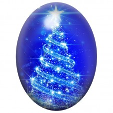 Cabochon en Verre Illustré Sapin Bleu de Lumière 13x18, 18x25 ou 30x40mm pour la Création de Bijoux Fantaisie - DIY