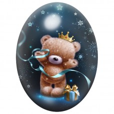 Cabochon en Verre Illustré Ourson Couronné au Chocolat Chaud 13x18, 18x25 ou 30x40mm pour la Création de Bijoux Fantaisie - DIY