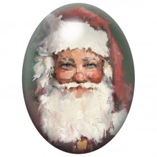 Cabochon en Verre Illustré Portrait Souriant du Père Noël 13x18, 18x25 ou 30x40mm pour la Création de Bijoux Fantaisie - DIY