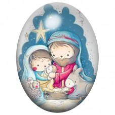 Cabochon en Verre Illustré Nativité à l’Étoile Bleue 13x18, 18x25 ou 30x40mm pour la Création de Bijoux Fantaisie - DIY