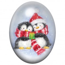 Cabochon en Verre Illustré Deux Pingouins avec un Cadeau 13x18, 18x25 ou 30x40mm pour la Création de Bijoux Fantaisie - DIY