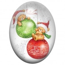 Cabochon en Verre Illustré Oursons sur les Boules de Noël 13x18, 18x25 ou 30x40mm pour la Création de Bijoux Fantaisie - DIY