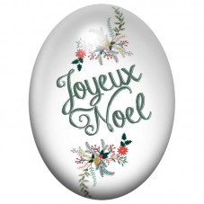 Cabochon en Verre Illustré Joyeux Noël aux Branches Fleuries 13x18, 18x25 ou 30x40mm pour la Création de Bijoux Fantaisie - DIY