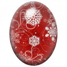 Cabochon en Verre Illustré Flocons et Arabesques sur Fond Rouge 13x18, 18x25 ou 30x40mm pour la Création de Bijoux Fantaisie - D