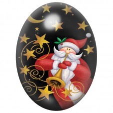 Cabochon en Verre Illustré Père Noël parmi les Étoiles Dorées 13x18, 18x25 ou 30x40mm pour la Création de Bijoux Fantaisie - DIY