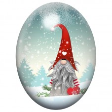 Cabochon en Verre Illustré Gnome au Grand Bonnet Rouge 13x18, 18x25 ou 30x40mm pour la Création de Bijoux Fantaisie - DIY