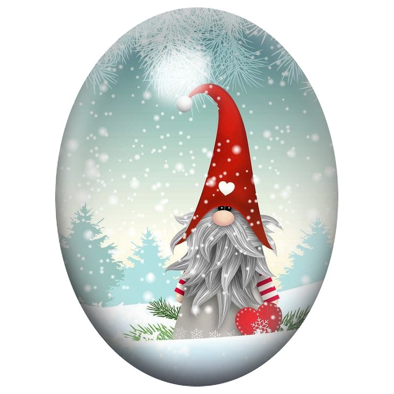 Cabochon en Verre Illustré Gnome au Grand Bonnet Rouge 13x18, 18x25 ou 30x40mm