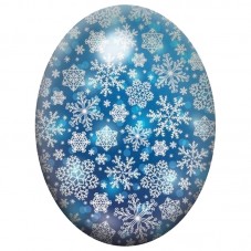 Cabochon en Verre Illustré Nuée de Flocons Blancs sur Fond Bleu 13x18, 18x25 ou 30x40mm pour la Création de Bijoux Fantaisie - D