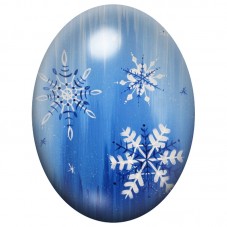 Cabochon en Verre Illustré Grands Flocons sur Fond Bleu 13x18, 18x25 ou 30x40mm pour la Création de Bijoux Fantaisie - DIY