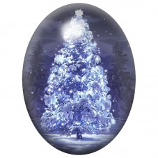 Cabochon en Verre Illustré Sapin Blanc Scintillant 13x18, 18x25 ou 30x40mm pour la Création de Bijoux Fantaisie - DIY