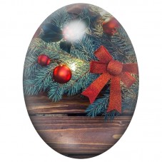 Cabochon en Verre Illustré Branche de Sapin au Nœud Rouge 13x18, 18x25 ou 30x40mm pour la Création de Bijoux Fantaisie - DIY