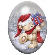 Cabochon en Verre Illustré Ourson au Bonnet avec Cadeau 13x18, 18x25 ou 30x40mm pour la Création de Bijoux Fantaisie - DIY