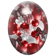 Cabochon en Verre Illustré Boules Rouges et Blanches de Noël 13x18, 18x25 ou 30x40mm pour la Création de Bijoux Fantaisie - DIY