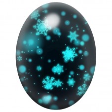 Cabochon en Verre Illustré Flocons Turquoise dans la Nuit 13x18, 18x25 ou 30x40mm pour la Création de Bijoux Fantaisie - DIY