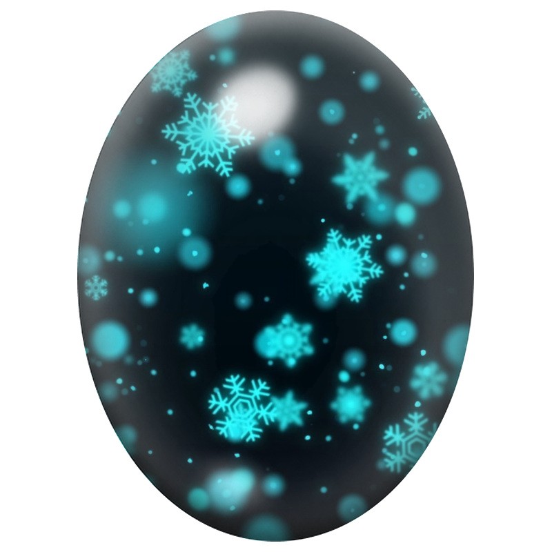 Cabochon en Verre Illustré Flocons Turquoise dans la Nuit 13x18, 18x25 ou 30x40mm