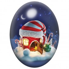 Cabochon en Verre Illustré Maison au Bonnet de Noël 13x18, 18x25 ou 30x40mm pour la Création de Bijoux Fantaisie - DIY
