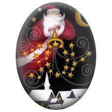 Cabochon en Verre Illustré Père Noël Semeur d’Étoiles 13x18, 18x25 ou 30x40mm pour la Création de Bijoux Fantaisie - DIY