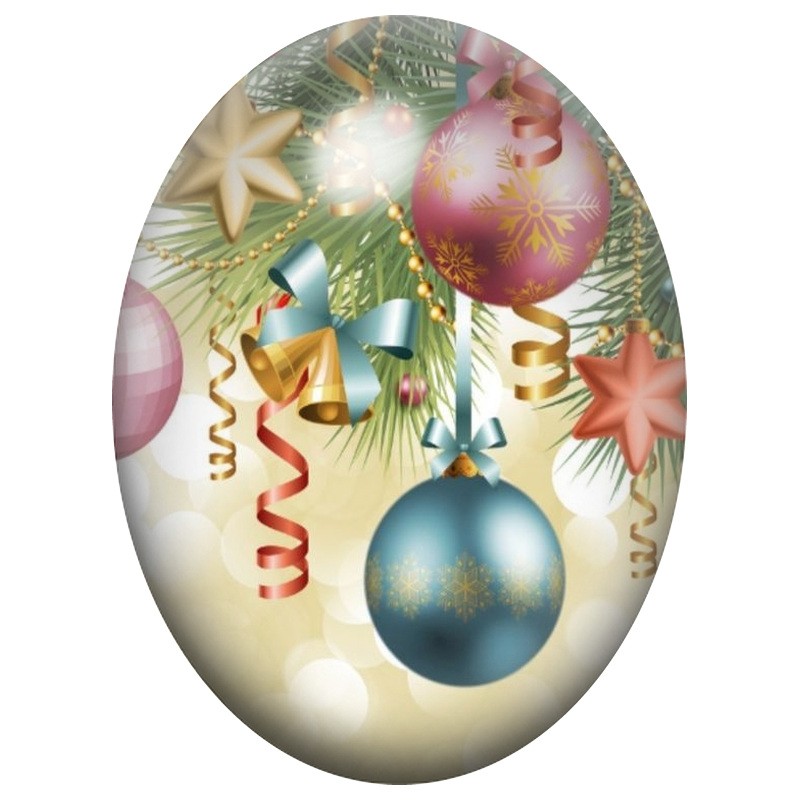 Cabochon en Verre Illustré Boules et Cloches de Noël Pastel 13x18, 18x25 ou 30x40mm
