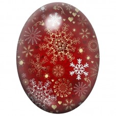 Cabochon en Verre Illustré Flocons Dorés sur Fond Rouge 13x18, 18x25 ou 30x40mm pour la Création de Bijoux Fantaisie - DIY