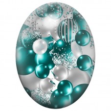 Cabochon en Verre Illustré Boules de Noël Turquoise et Argent 13x18, 18x25 ou 30x40mm pour la Création de Bijoux Fantaisie - DIY