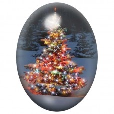 Cabochon en Verre Illustré Sapin Illuminé dans la Nuit 13x18, 18x25 ou 30x40mm pour la Création de Bijoux Fantaisie - DIY