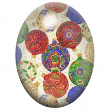 Cabochon en Verre Illustré Boules de Noël aux Motifs Mandala 13x18, 18x25 ou 30x40mm pour la Création de Bijoux Fantaisie - DIY