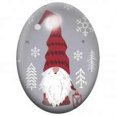 Cabochon en Verre Illustré Gnome au Bonnet Rouge Rayé 13x18, 18x25 ou 30x40mm pour la Création de Bijoux Fantaisie - DIY