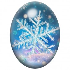 Cabochon en Verre Illustré Grand Flocon Cristallin 13x18, 18x25 ou 30x40mm pour la Création de Bijoux Fantaisie - DIY