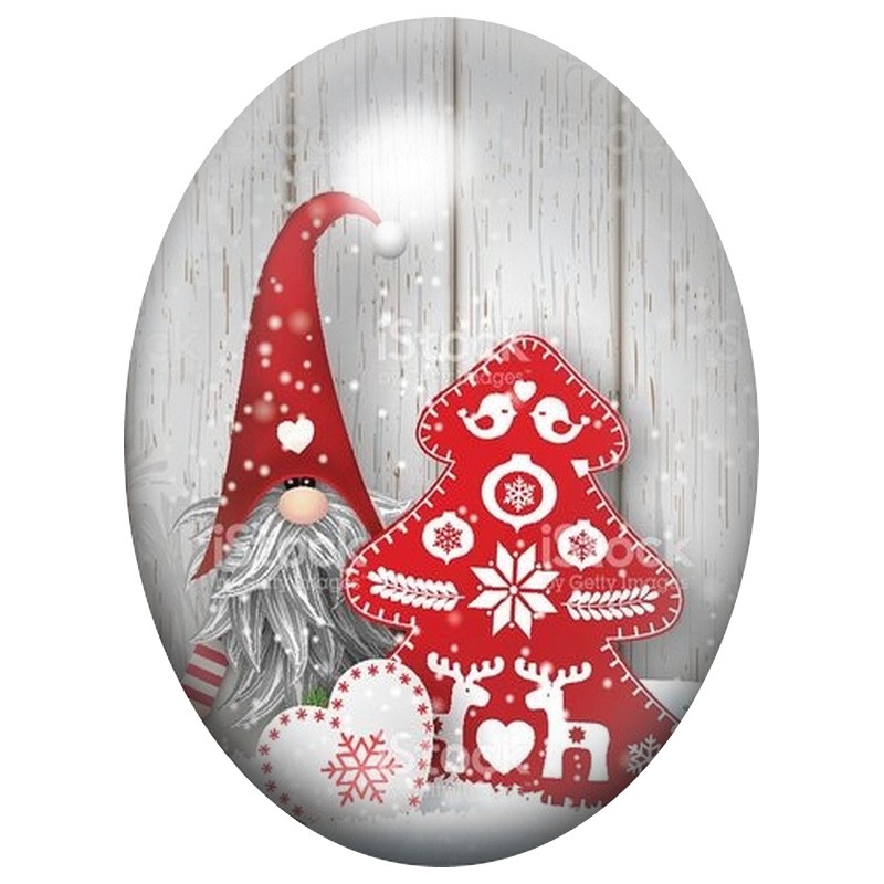 Cabochon en Verre Illustré Gnome et Bonhomme en Pain d’Épices 13x18, 18x25 ou 30x40mm