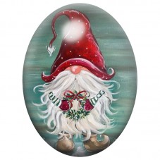 Cabochon en Verre Illustré Gnome Fleuri au Bonnet Rouge 13x18, 18x25 ou 30x40mm pour la Création de Bijoux Fantaisie - DIY