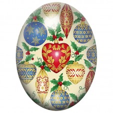 Cabochon en Verre Illustré Boules de Noël Rétro Multicolores 13x18, 18x25 ou 30x40mm pour la Création de Bijoux Fantaisie - DIY