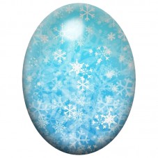 Cabochon en Verre Illustré Tempête de Flocons Bleu Glacier 13x18, 18x25 ou 30x40mm pour la Création de Bijoux Fantaisie - DIY