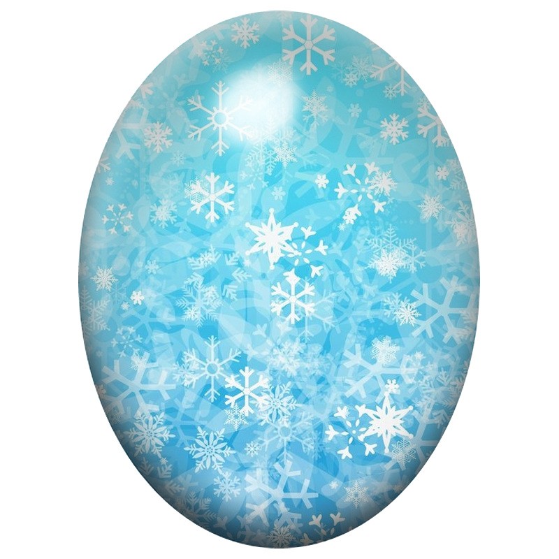 Cabochon en Verre Illustré Tempête de Flocons Bleu Glacier 13x18, 18x25 ou 30x40mm