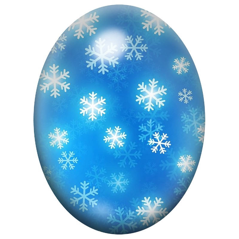Cabochon en Verre Illustré Flocons Blancs sur Fond Bleu 13x18, 18x25 ou 30x40mm