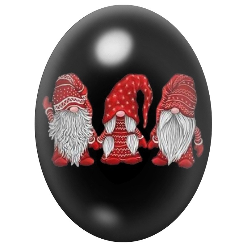 Cabochon en Verre Illustré Trois Gnomes aux Bonnets Rouges 13x18, 18x25 ou 30x40mm
