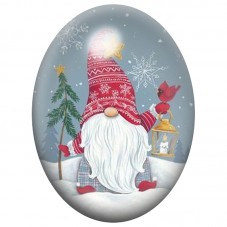 Cabochon en Verre Illustré Gnome au Village Enneigé 13x18, 18x25 ou 30x40mm pour la Création de Bijoux Fantaisie - DIY