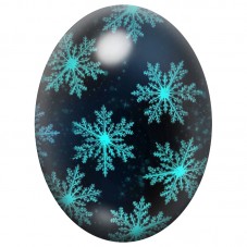 Cabochon en Verre Illustré Flocons Turquoise sur Fond Noir 13x18, 18x25 ou 30x40mm pour la Création de Bijoux Fantaisie - DIY
