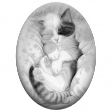 Cabochon en Verre Illustré Chat Tigré Endormi 13x18, 18x25 ou 30x40mm pour la Création de Bijoux Fantaisie - DIY