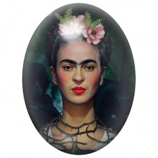 Cabochon en Verre Illustré Frida Kahlo au Collier Graphique 13x18, 18x25 ou 30x40mm pour la Création de Bijoux Fantaisie - DIY